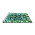 thumbnail image 2 of Ahgly Company Machine Washable Indoor Round Oriental Turquoise Blue Traditional Area Rugs, 6' Round, 2 of 4