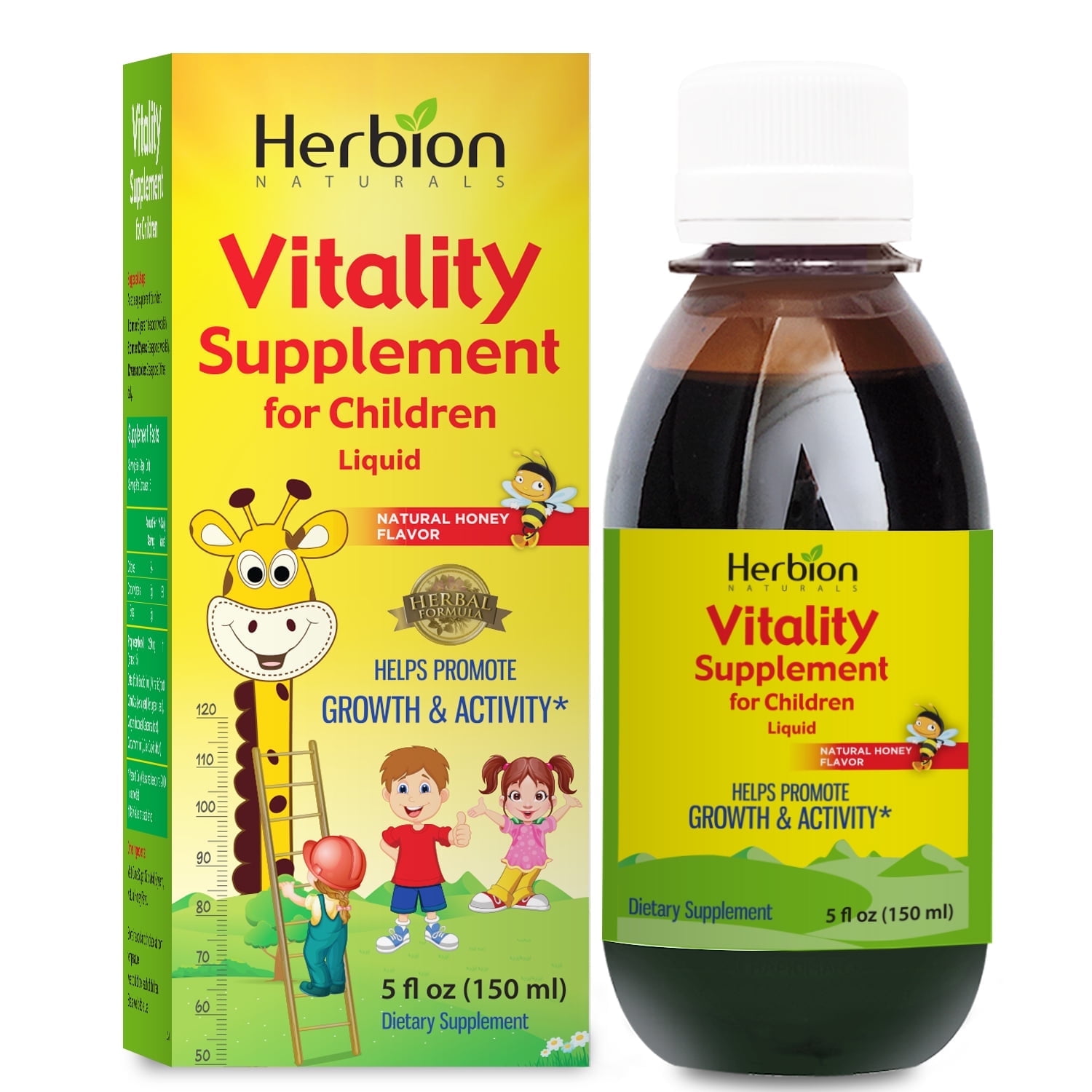 Herbion Naturals Vitality Syrup for Kids 1 Year and Above, Herbal Supplement for Growth and Appetite, 5 fl oz, 150 mL
