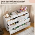 thumbnail image 2 of Modern Fluted 6 Drawer Wide Dresser, Wooden Double Dresser TV Stand with Deep Storage Drawers for Bedroom Living Room - White, 2 of 8
