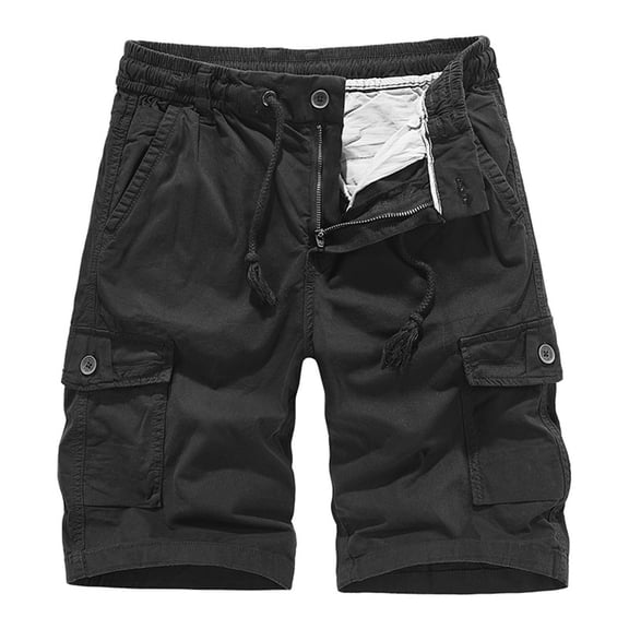 WREESH Men's Cargo Shorts Summer Fashion Solid Color Casual Shorts Multi-Pocket Cargo Shorts Outdoor Workout Shorts Black