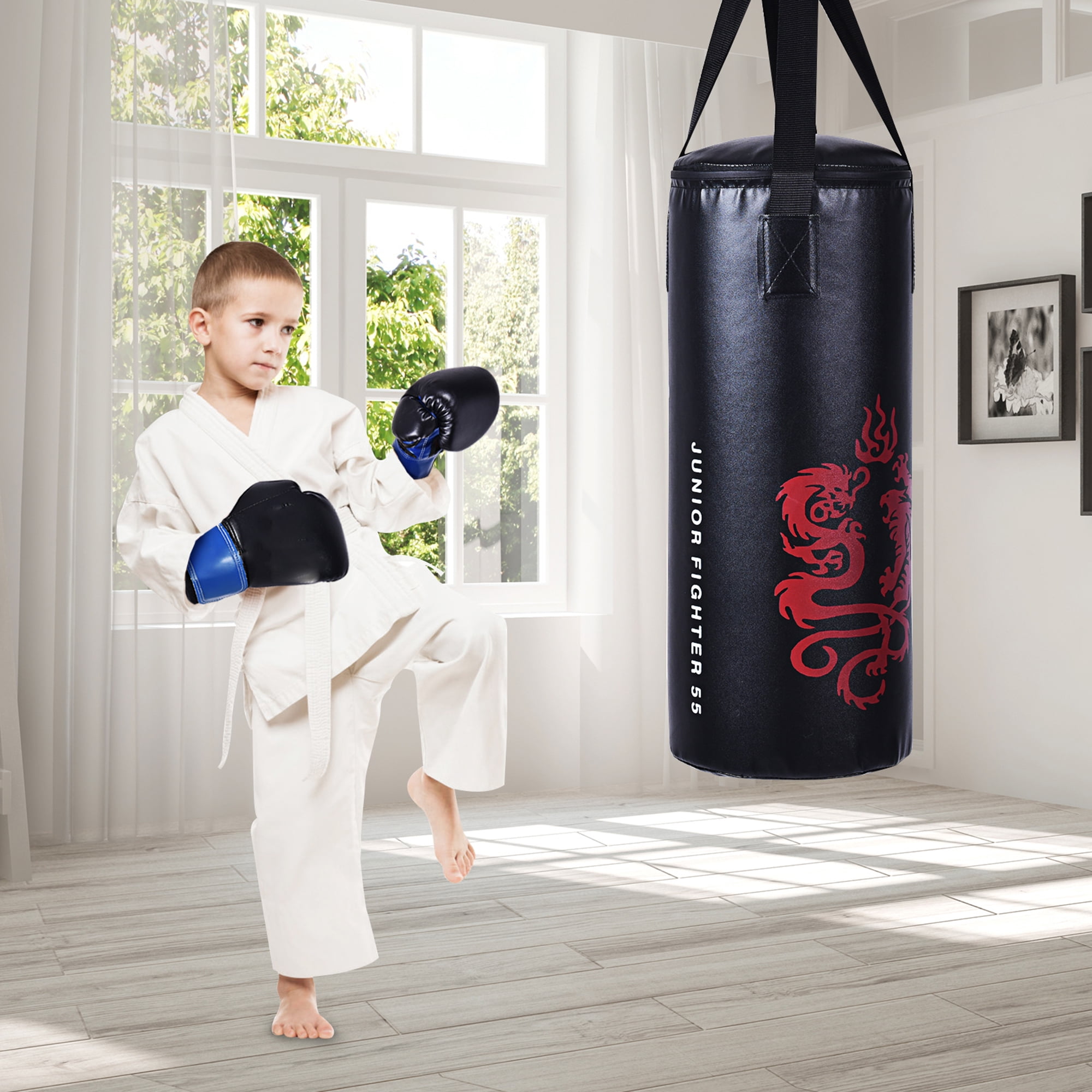 Gymax Kid's Boxing Suit Exercise Boxing Set w/ Sandbag Gloves Hook & Jump Rope