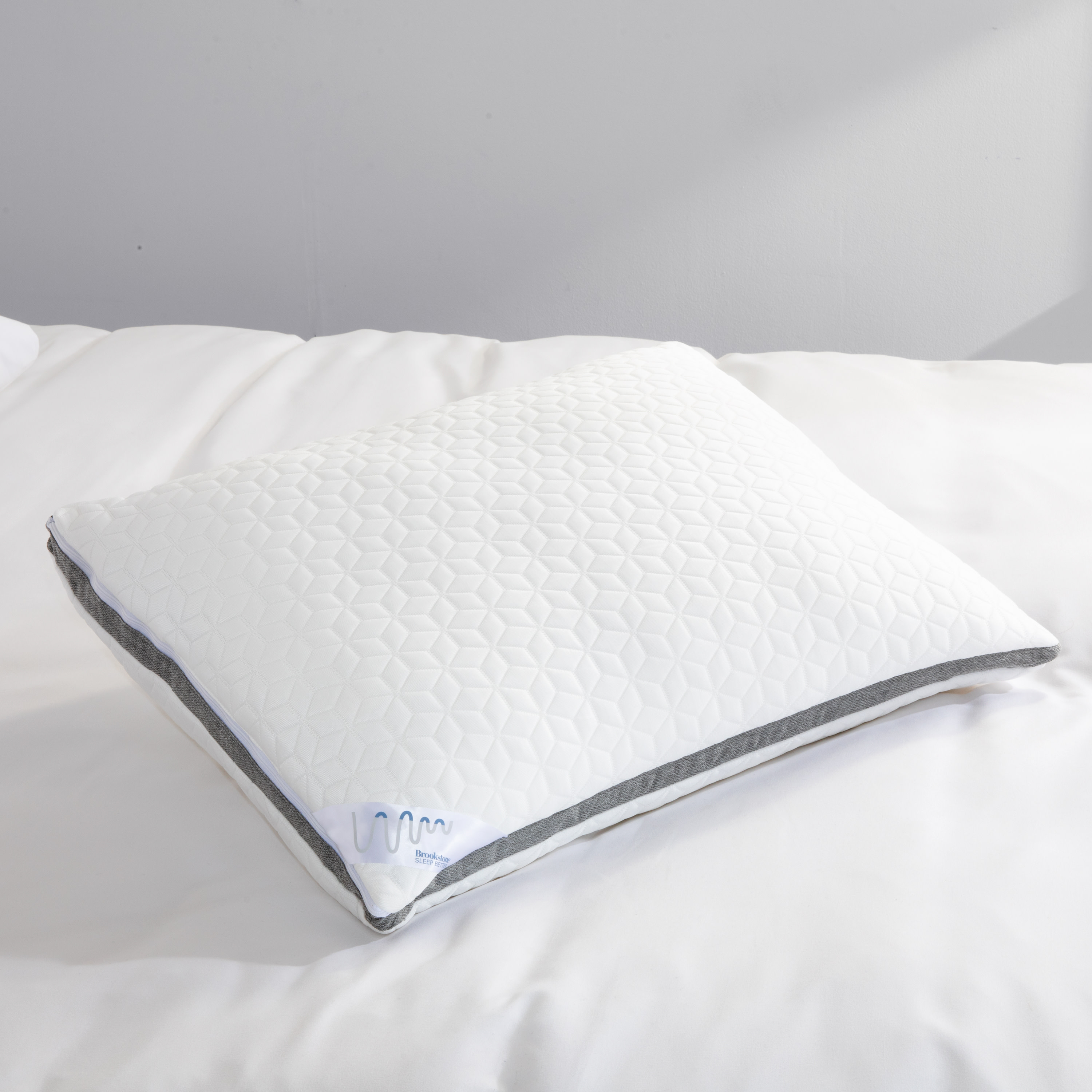 Brookstone Perfect 2-in-1 Comfort Pillow with Reversible Cooling Cover, Memory Foam with Fiber Fill Shell, Standard/Queen