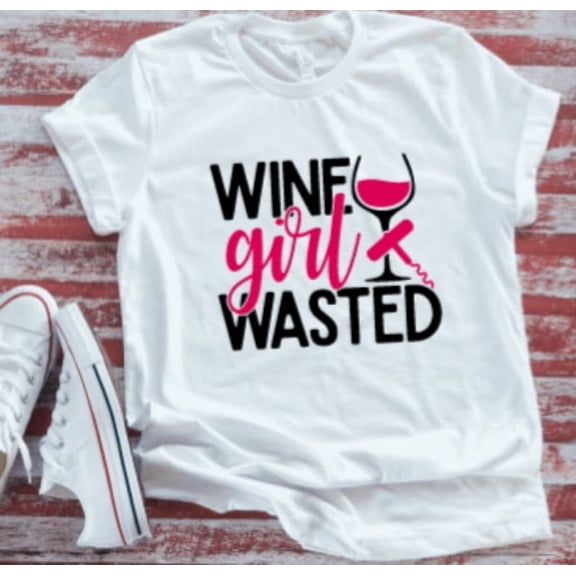 Sam Soft Wine Girl Wasted Unisex White T-Shirt Unisex Cotton Tee, Full Size S-5XL