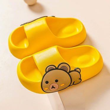 Tao Tao Cute Cartoon Slippers For Girls Boys Non-Slip Open Toe Summer Slippers Comfort Thick-Soled Shoes For Shower Swimm Beach Indoor Outdoor Yellow 3-4 Years