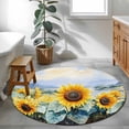 thumbnail image 4 of 4ft Round Rug, Sunflower Summer Non-Skid Rubber Backing Large Area Rugs - Living Room Bedroom Home Office, Vintage Farmhouse Field Floral Indoor Floor Mat Carpets Washable Rug, 4 of 9