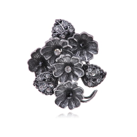 Alilang Womens Vintage Inspired Rhinestone Floral Flower Cluster Adjustable Ring