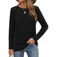 thumbnail image 2 of MLDRA T Shirts for Women Long Sleeve Shirts Crewneck Comfy Casual Basic Fall Tops Loose Fit Clothes Black, 2 of 7