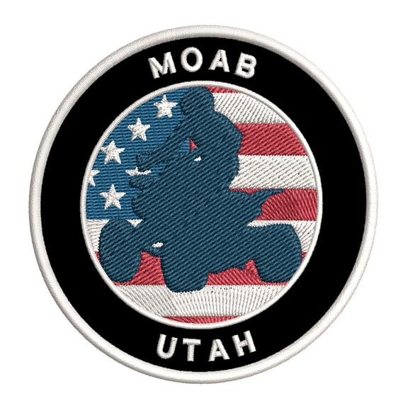 Moab, Utah ATV / OHV American Flag 3.5 Inch Iron Or Sew On Embroidered Fabric Badge Patch Extreme Sports Iconic Series