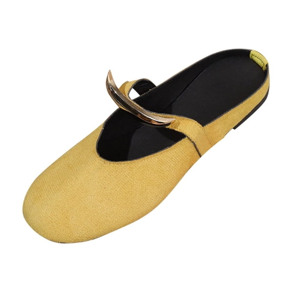 Miluxas Women's Flat Shoes for Women Round Toe Slip on Flat Slippers Dressy Casual office Work Wedding Comfort Soft Slippers Yellow 9(43)