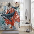 thumbnail image 4 of Retro Whale Shower Curtains for Bathroom, Coral Starfish Washable Fabric Shower Curtain with Hooks Waterproof Bathroom Decor Sets, 48 x 72 Inches, 4 of 9