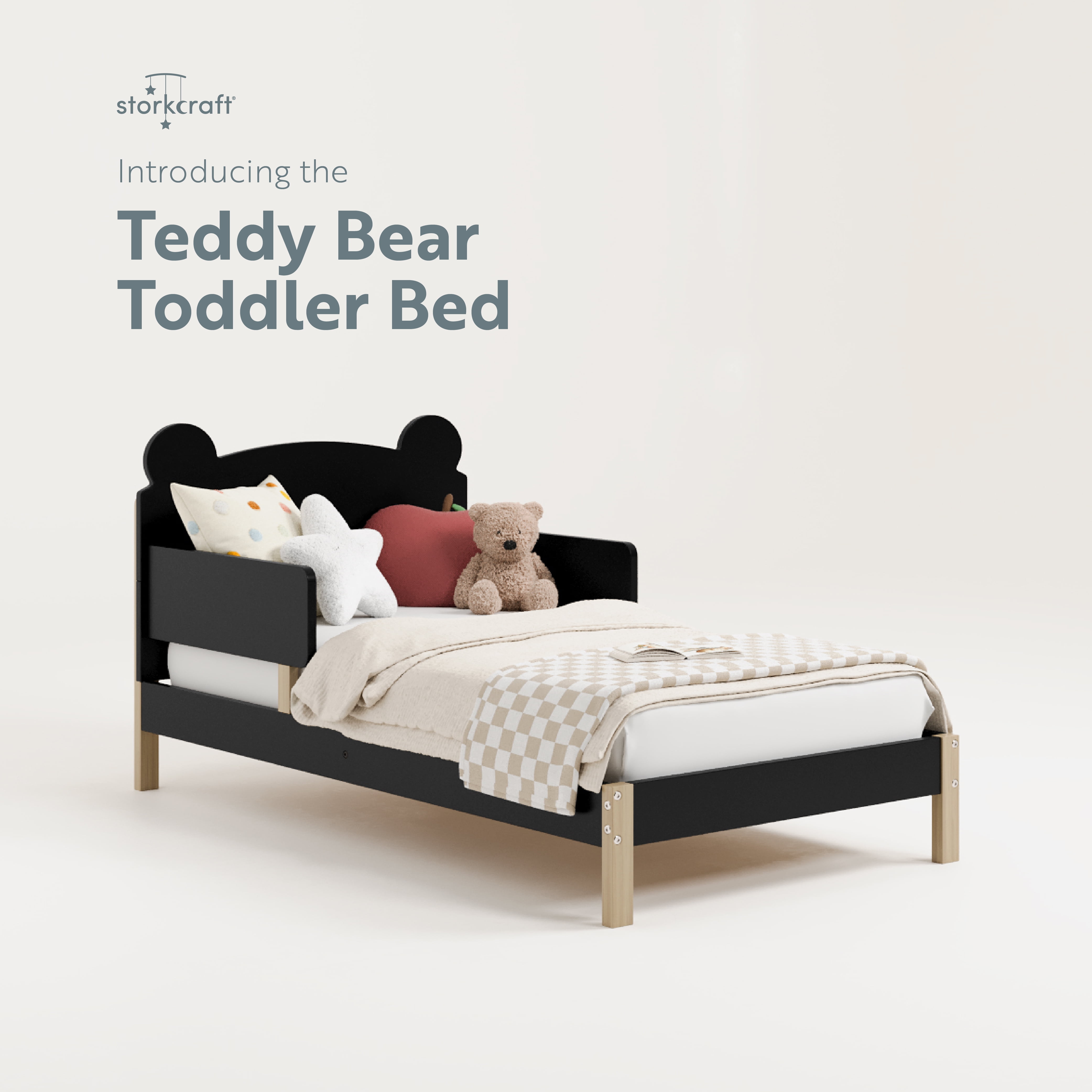 Storkcraft Teddy Bear Toddler Bed, Black with Driftwood