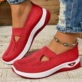 thumbnail image 2 of Dakaela Orthopedic Walking Shoes for Women Red Arch Support Slip on Sneakers Woven Casual Sports Shoes, 2 of 5