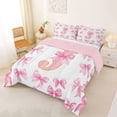 thumbnail image 2 of Manfei Gold Sparkling Sequins Pink J Personalized Initial Full Size Comforter Sets 3 Pieces for Teens Women,Girls Kids Romantic Princess Bow Tie Bedding Sets,Pink Reversible,Ultra Soft Home Decor, 2 of 6