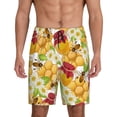 thumbnail image 1 of Balery Bees Honeycomb Pantalones cortos de pijama de punto de algodón para hombre con cinturilla y bolsillos-Medium, 1 of 6