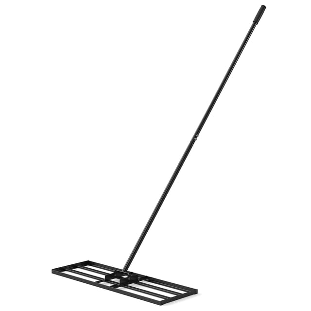 Gymax Lawn Leveling Rake 30'' x 10'' Heavy Duty Lawn Level Tool for Soil w/67'' Handle Black