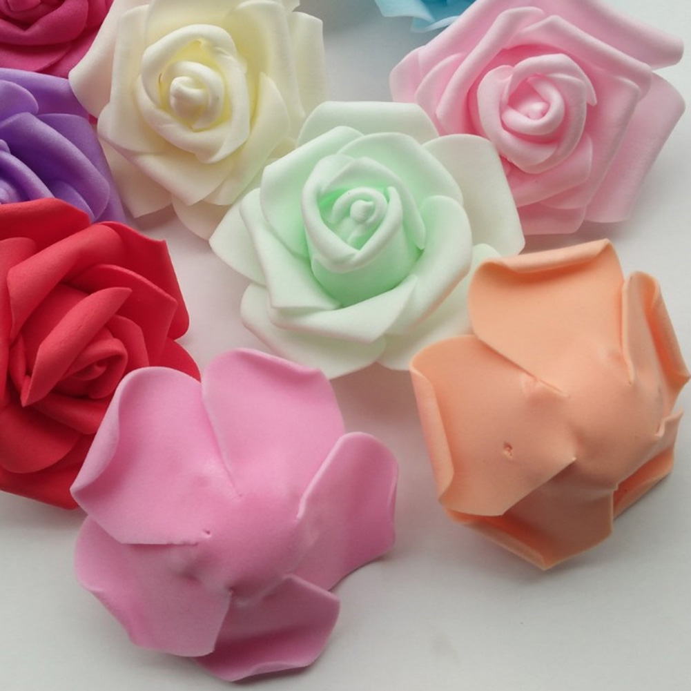 Porfeet 25/50/100Pcs Artificial PE Foam Rose Flowers Head DIY Wedding Home Room Decor,Cyan Pink 50pcs - image 5 of 10