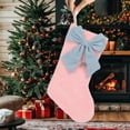 thumbnail image 4 of Beautynvta Christmas Stockings, 18'' Plush Xmas Stockings with Bow Bell, Holiday Candy Gift Bags, Personalized Xmas Hanging Stockings for Fireplace Family Christmas Decorations, 4 of 6