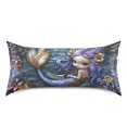 thumbnail image 3 of Haosy Satin Pillowcase for Hair and Skin Standard Cooling Silk Pillow Case with Envelope Closure Beautiful Little Mermaid with Flower 20"x30", 3 of 9