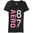 thumbnail image 1 of Aeropostale - Camiseta gráfica para mujer Aero 87 con diamantes de imitación, color negro, pequeña Aeropostale Camiseta gráfica, 1 of 1