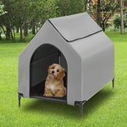 Fit Choice Elevated Dog House, Portable Dog House for Indoor & Outdoor, Pet Canopy House Crate, Water Resistant Breathable Deluxe 600D PVC W/ 2x1 Textilene Bed, W/ 1x1 Textilene Window, Easy to Assemb