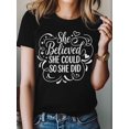 thumbnail image 4 of Women's T-Shirt She Believed She Could So Did Simplle Short Sleeve Casual Tee Classic Crew Neck T Shirt for Women Black, L, 4 of 7