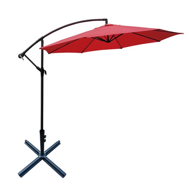 Hommoo 10 Feet Offset Cantilever Umbrella Outdoor Hanging Patio Umbrella Red Walmart Com Walmart Com