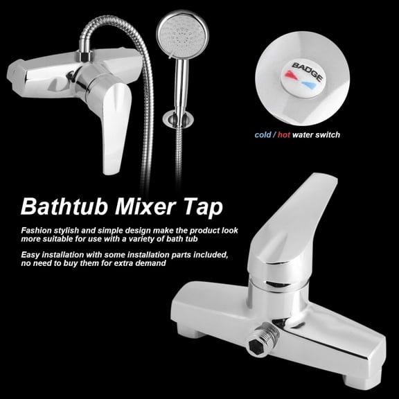 Tebru Bathtub Faucet,Shower Faucet,Zinc Alloy Bathroom Bathtub Single Handle Faucet Wall Mounted Bath Shower Valve Mixer Tap