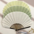 thumbnail image 2 of Solid Color Shell Shape Fan Natural Fiber Fabric Foldable Breathable Hand Fan, 2 of 9