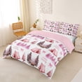 thumbnail image 3 of Erosebridal Girls Camping Queen Duvet Cover Set, Pink Tent Jungle Tree Bedding, Pink Reversible, 1 Duvet Cover and 2 Pillowcases (No Comforter), 3 of 5