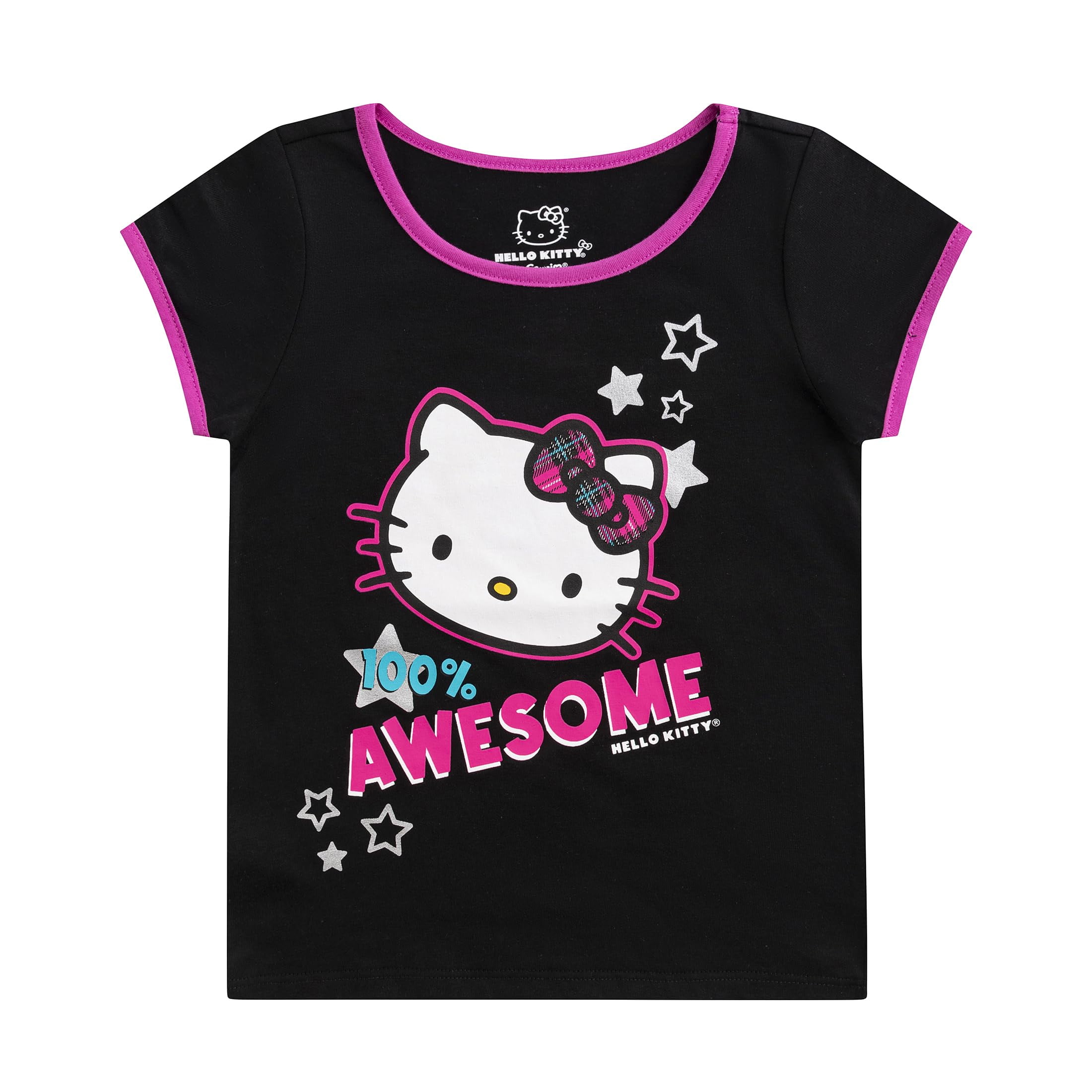 Hello Kitty Sanrio Short Sleeve T-Shirt (Girls), 4 Pack, Sizes 2T-12