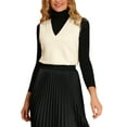 thumbnail image 5 of Allegra K Women's Pullover Knit Sweaters Solid Color V Neck Sleeveless Sweater Vests, 5 of 6