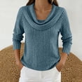 thumbnail image 2 of hotojiny Womens Long Sleeve Tops Cowl Neck Ribbed Knit Sweater Loose Fit Solid Color Pullover Lightweight Spring Shirts S-3XL, 2 of 6