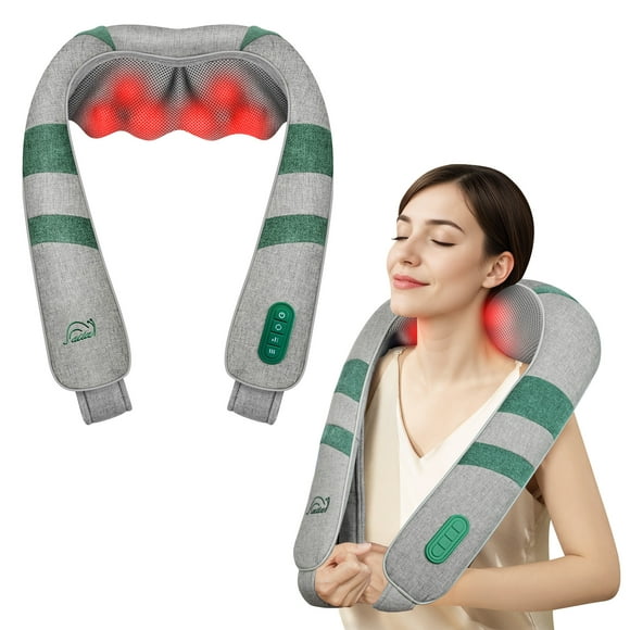 Snailax Masseur pour Cou et Épaules avec Chaleur, Massage par Pétrissage Profond, à Utiliser à la Maison, au Bureau, (Vert)