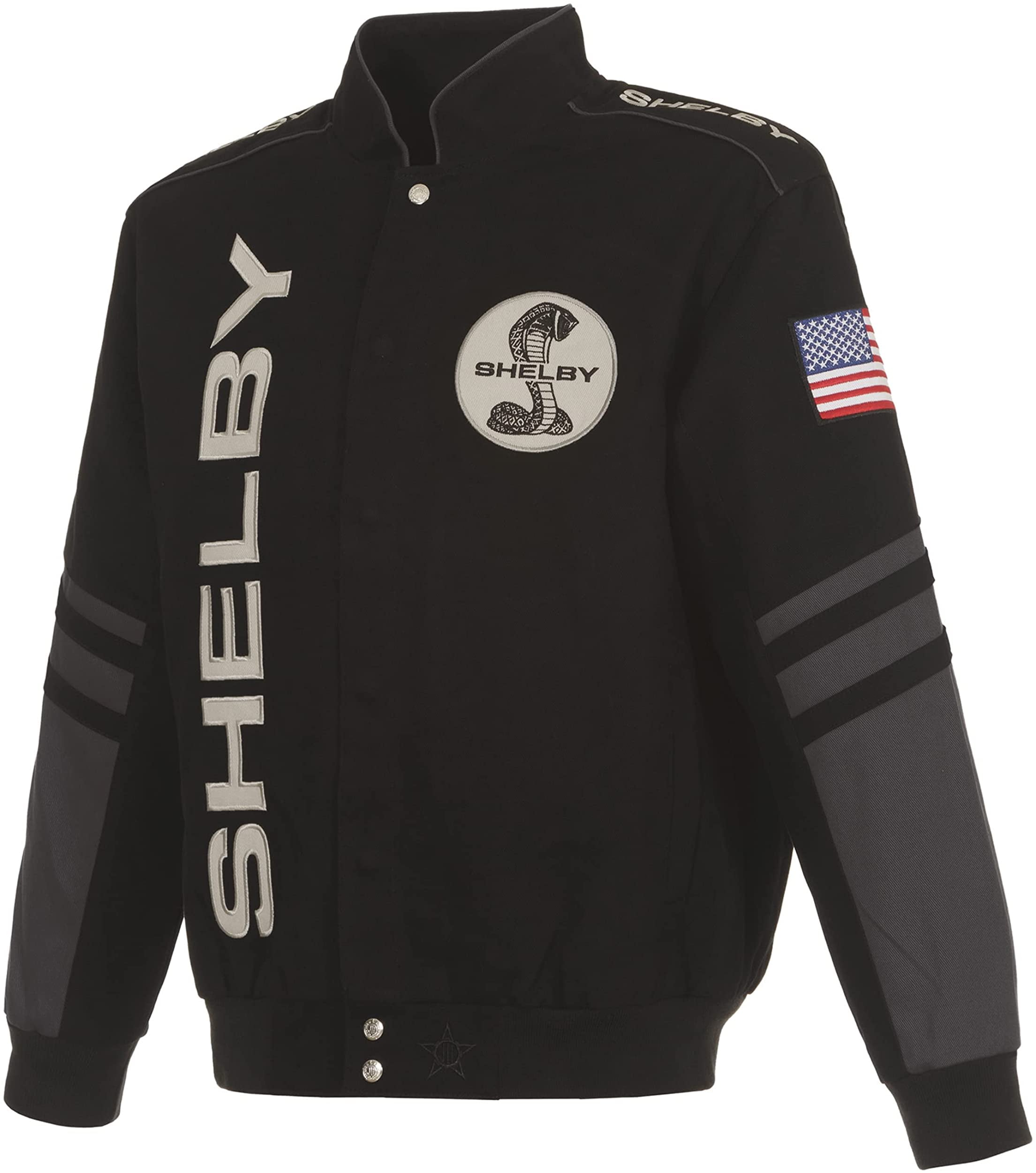 JH Design Men's Shelby Cobra Jacket an Embroidered Classic Twill Coat