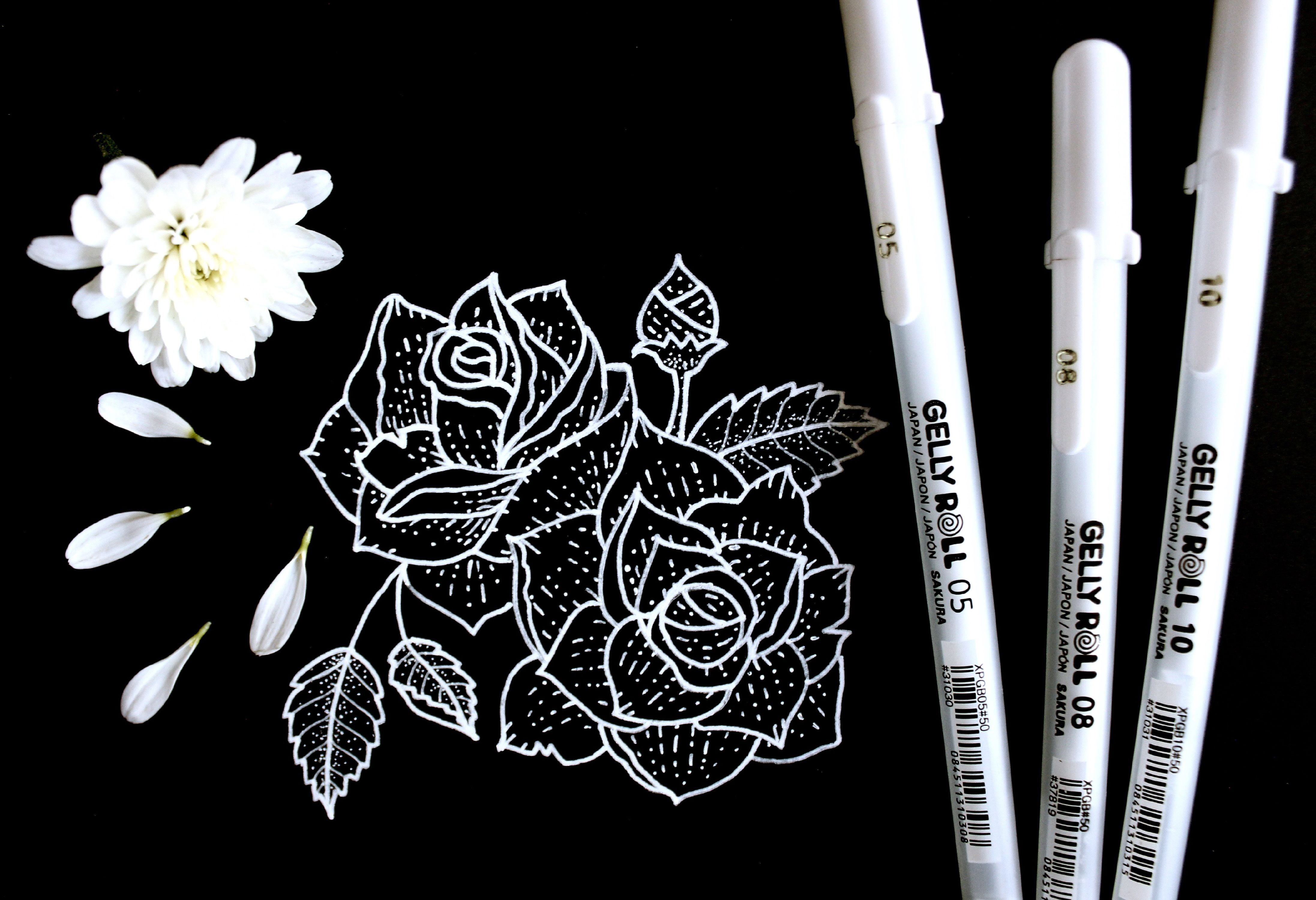 Gellyroll Sakura 10 White Gel Pen Made in Japan White Ink, Drawing Pens 