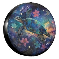 KAKALAD Sea Turtle In The Stars Spare Tire Cover Universal Car Vehicle Tools For Rv SUV Truck Camper Travel Trailer Accessories Buckle 15” Inch