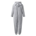 thumbnail image 4 of BRGZLK Girls Fleece Jumpsuits Kids Hooded Rompers Costume Fuzzy Cute Onesie Fall Winter Cozy Zipper Playsuit Jumper with Cat Ears Gray 5-6 Years, 4 of 5
