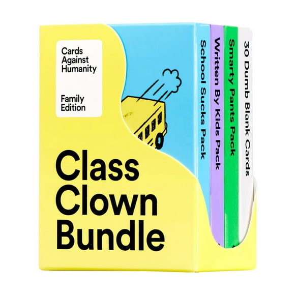 Cards Against Humanity Family Edition: Class Clown Bundle 3 Themed Packs + 30 Blank Cards for Your Dumb Inside Jokes