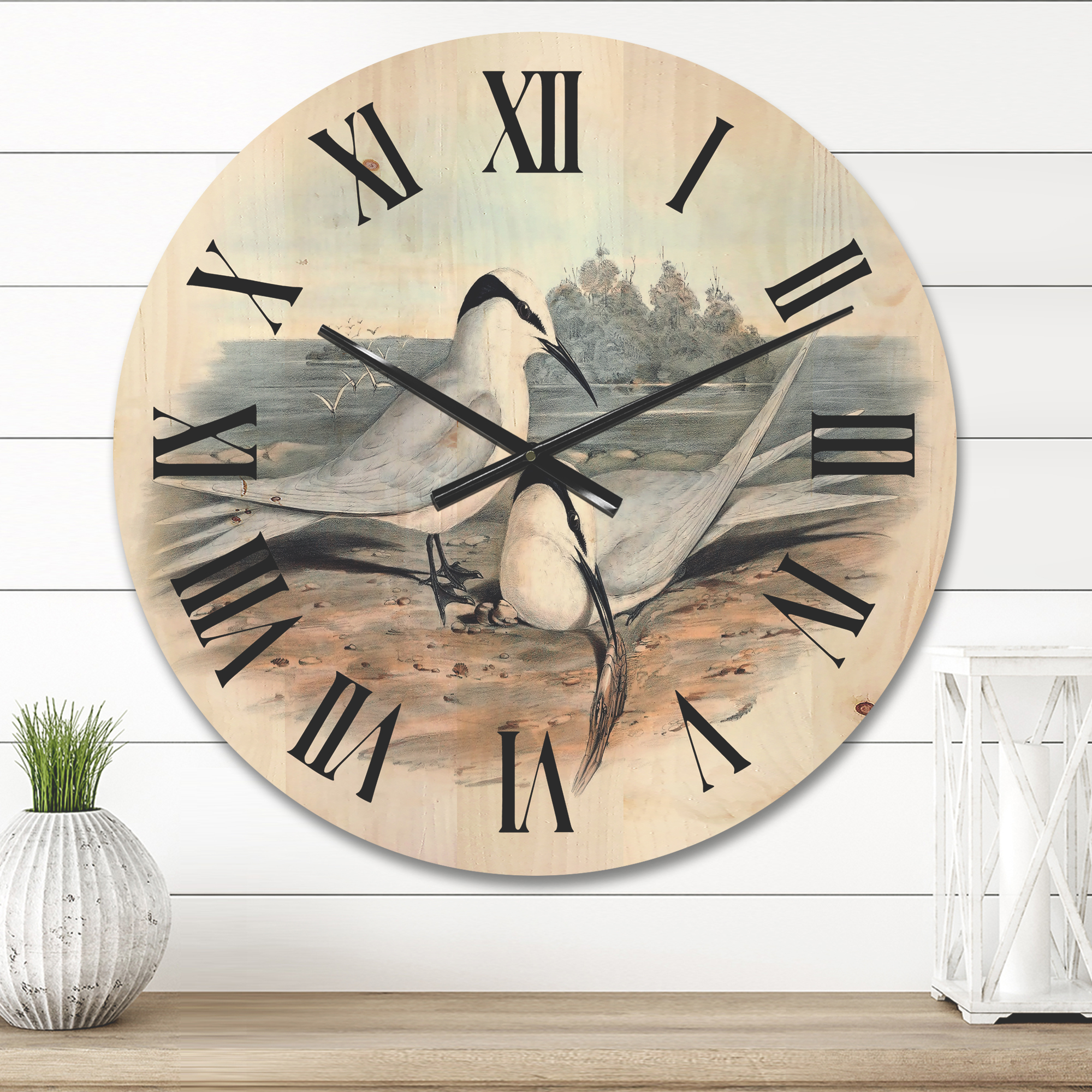 Designart 'Ancient Birds In The Wild IX' Traditional Wood Wall Clock