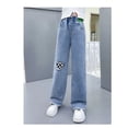 thumbnail image 2 of 2024 Casual Style Jeans For Girl Teenage Clothes Elastic High Waist Denim Wide Leg Pants Spring Big Kids Straight Trousers 5-14Y, 2 of 5