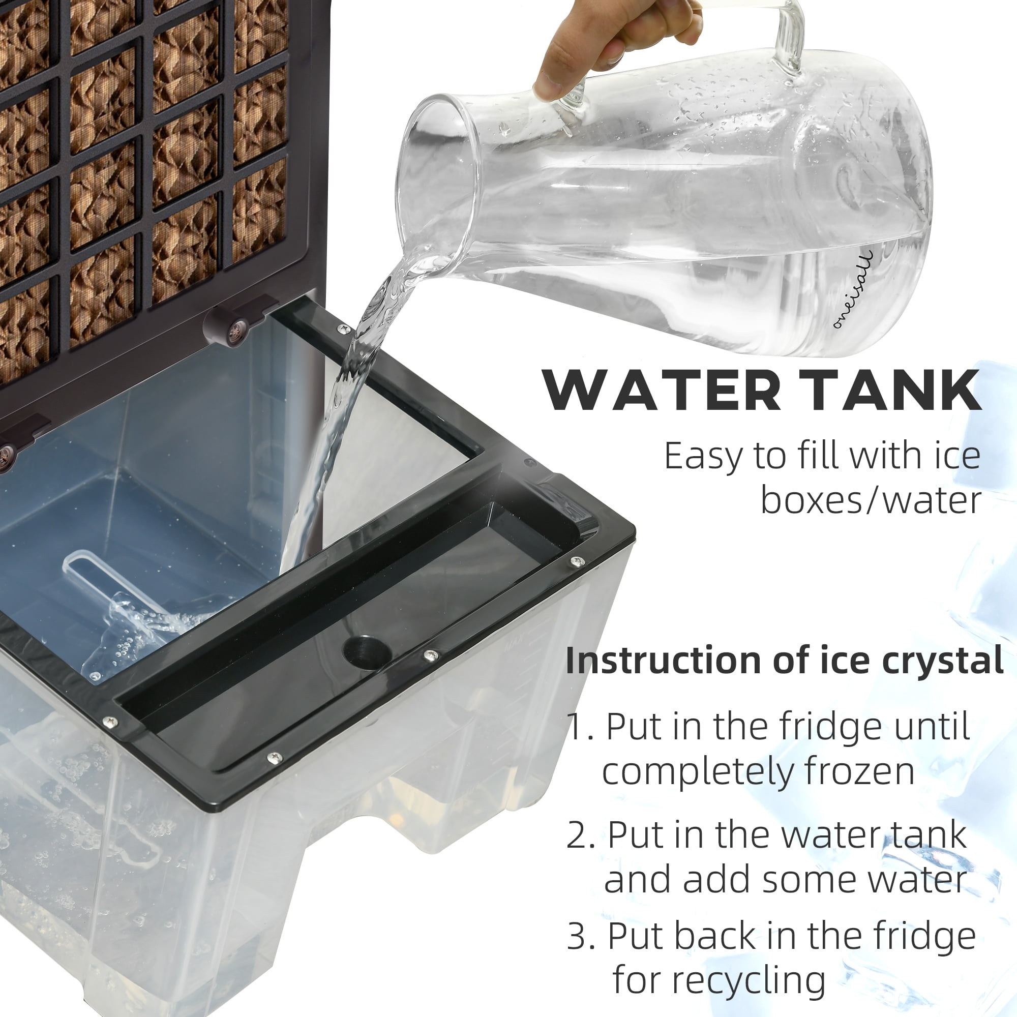 Swamp Cooler Air Conditioner, 3-In-1 Ice Cooling Fan with 3.2 Gal Water Tank,60° Oscillating,3 Modes, 3 Speeds, 12H Timer, Remote,Quiet Evaporative Air Cooler for Bedroom Office