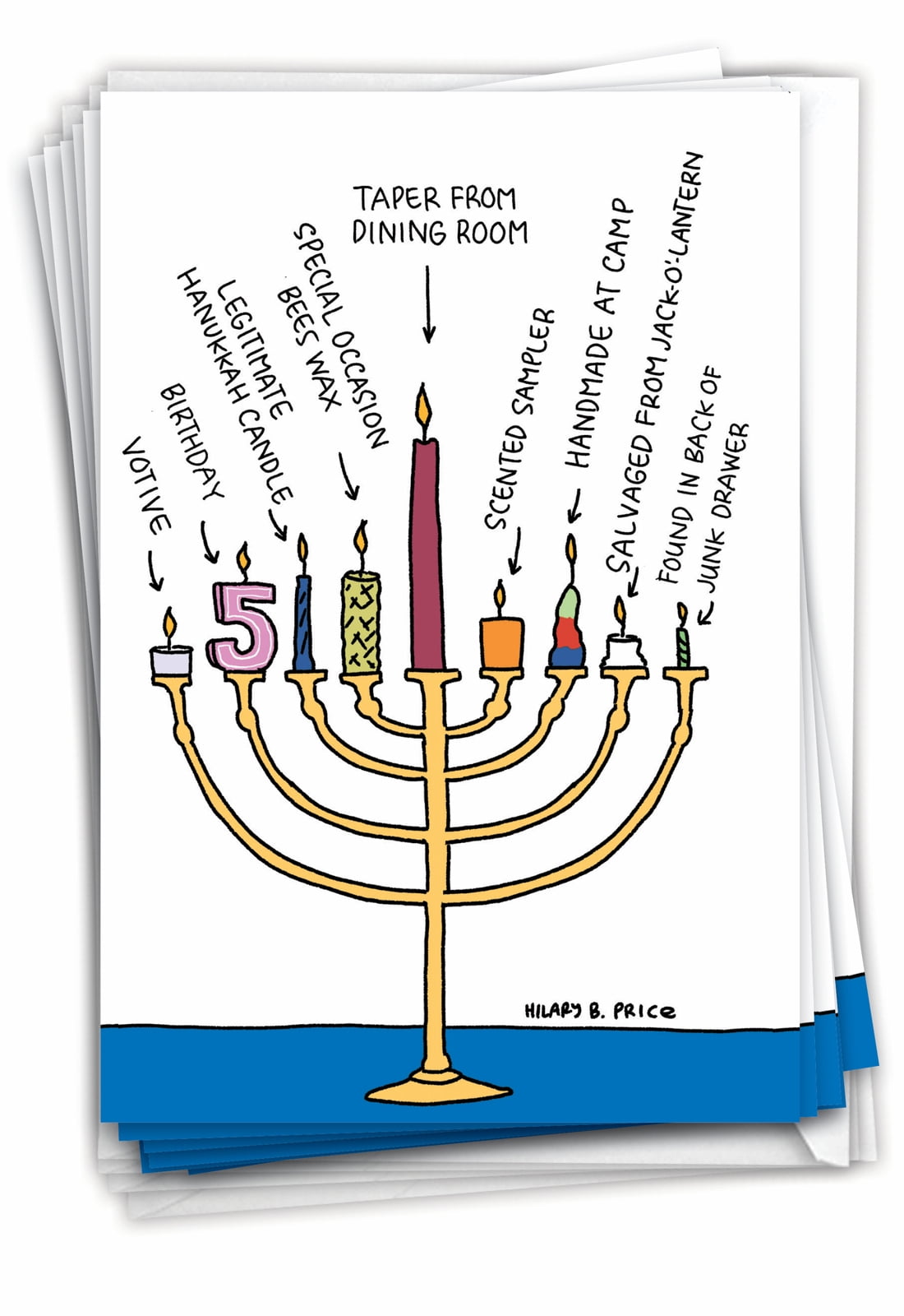 12 Funny Hanukkah Cards Bulk (1 Design, 12 Cards) Menorah Candles