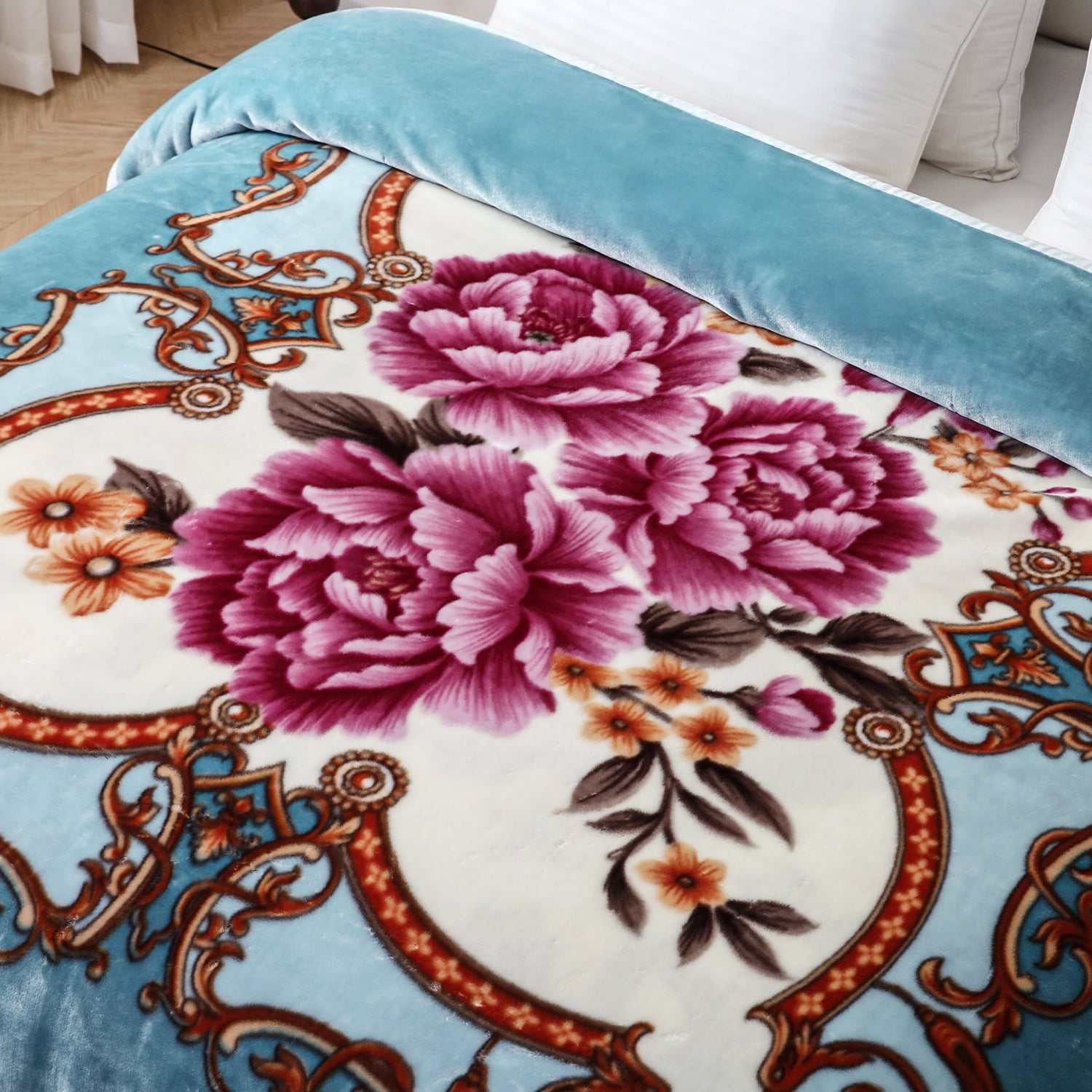 JML Queen Size Soft Warm Fleece Bed Blanket Reversible Thick Mink Blanket 75 x 87 inches,5lbs