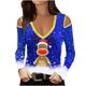 thumbnail image 2 of Pntutb Mujeres Moda Navidad Elk Imprimir Sexy fuera del hombro top Trompeta Camiseta de manga larga Pntutb Pntutb-5166, 2 of 5