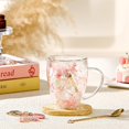 thumbnail image 1 of Taza de café de cristal de doble pared con cuchara, regalo personalizado, 1 of 4