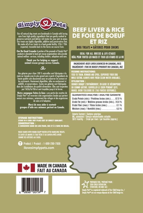 PRODUCT OF CANADA - Simply Pets Beef, Liver & Rice Dog Treats, 200g (2 Pack)