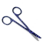 Stitch Scissors 4.5" with One Hook Blade, Stainless Steel, Purple Zebra Pattern