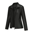 thumbnail image 4 of Faux Leather Jacket for Women Motorcycle Fashion Zip Up Coat Trendy Going Out Jackets Black L, 4 of 10