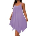 thumbnail image 2 of UPPADA Plus Size Summer Dress for Women Soft Spaghetti Strap Sleeveless Sundress Summer Midi Dress Hawaiian Bohemian Beach Cover up Dress Solid Casual Dress Purple,XXL, 2 of 7