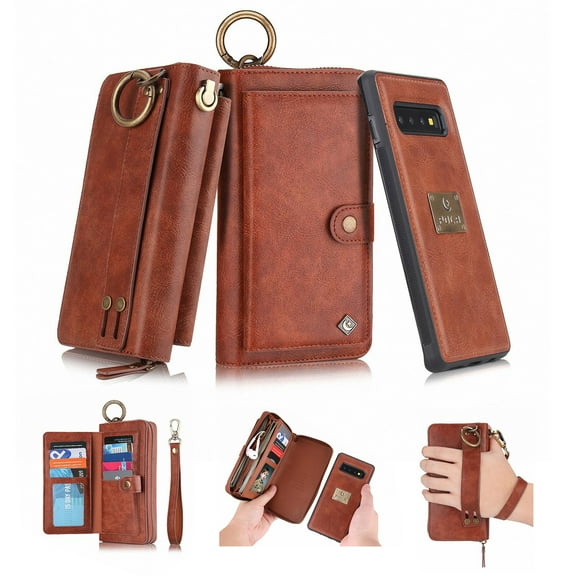 Dteck Samsung Galaxy S10 Case,Multifunction Premium PU Leather Card Slot Wallet Cover For Samsung Galaxy S10,Brown